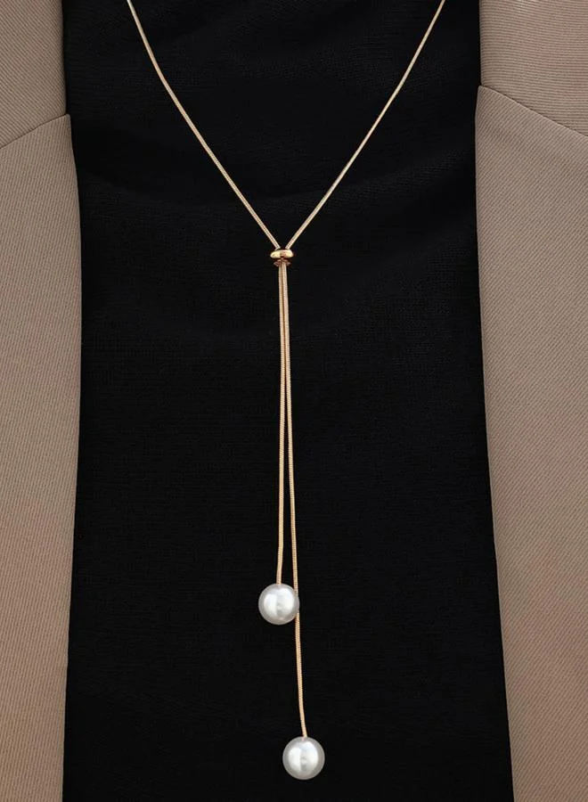 تايك تو عقد بسلسلة ذهبية ودلاية لؤلؤ صناعي